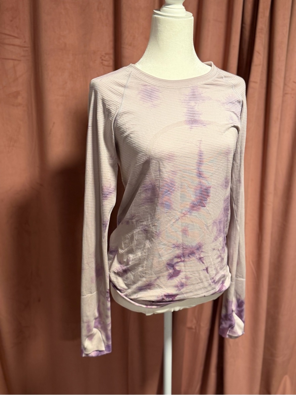 Lululemon Long Sleeve Tie-Dye Ribbed Top - Lavender